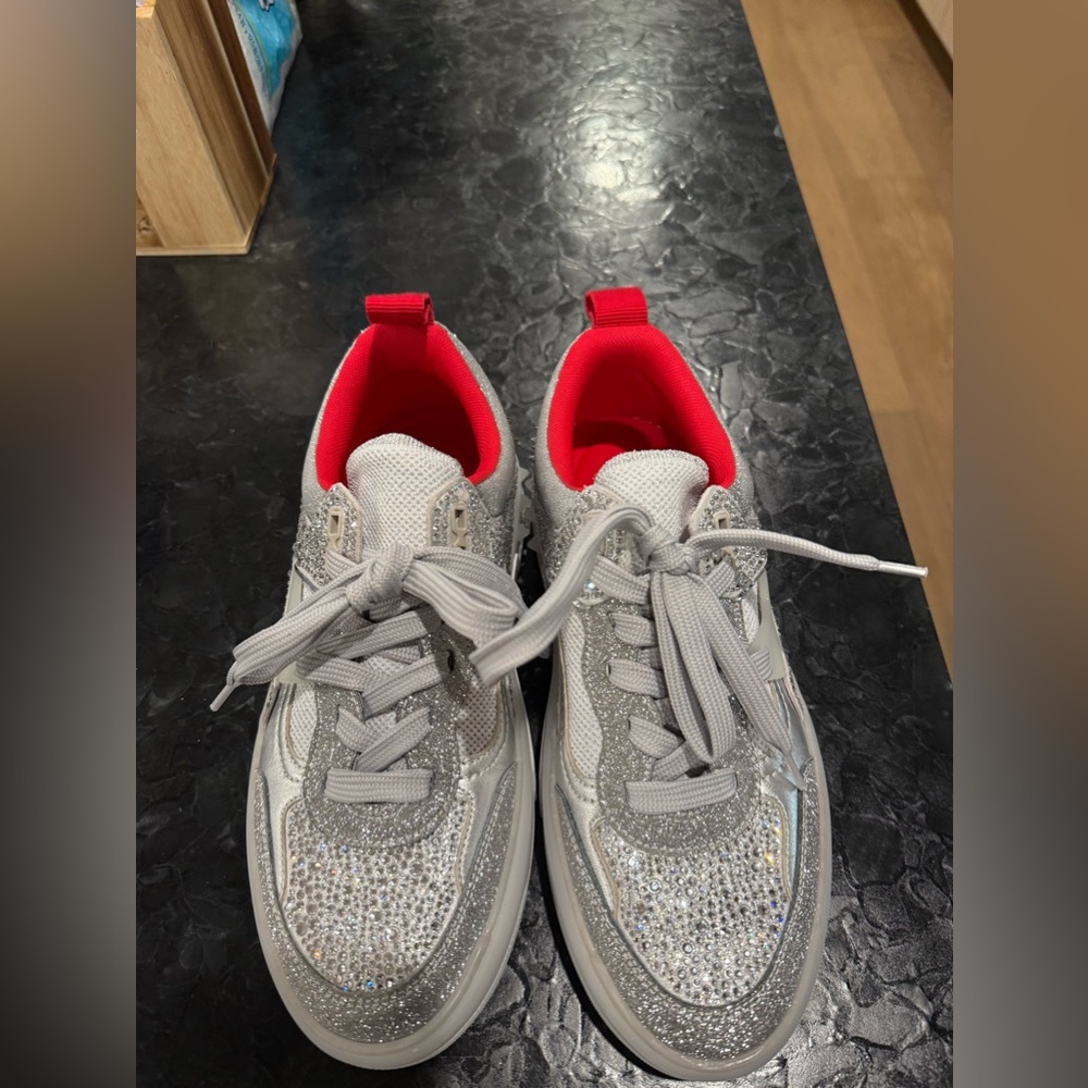 Christian Louboutin Astroloubi Strass Silver Size 38 W